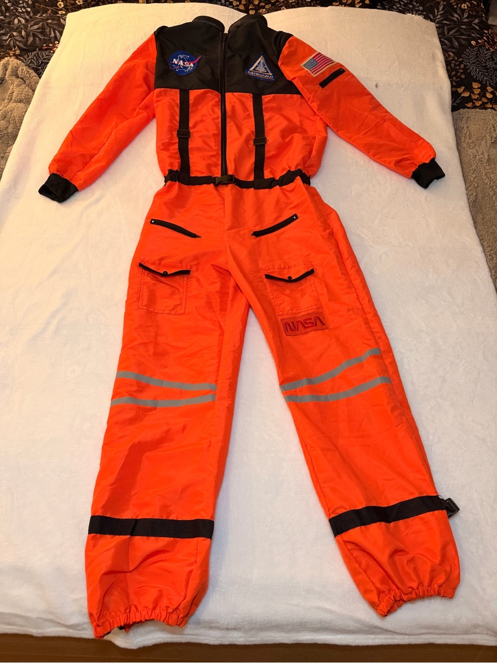 Orange Astronaut Kids Costume Jumpsuit size: L - Picture 2 of 9